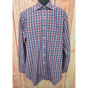 Peter Millar Mens Classic Fit Plaid Dress Shirt Large